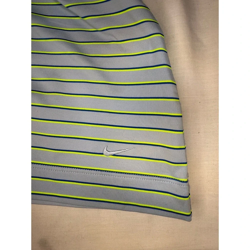Nike Golf Polo Shirt Striped Embroidered Logo Blue Short Sleeve Women Medium‎